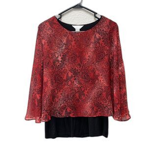 ❤️ Christopher & Banks Paisley Blouse with Attached Cape Poncho Dressy Womens S